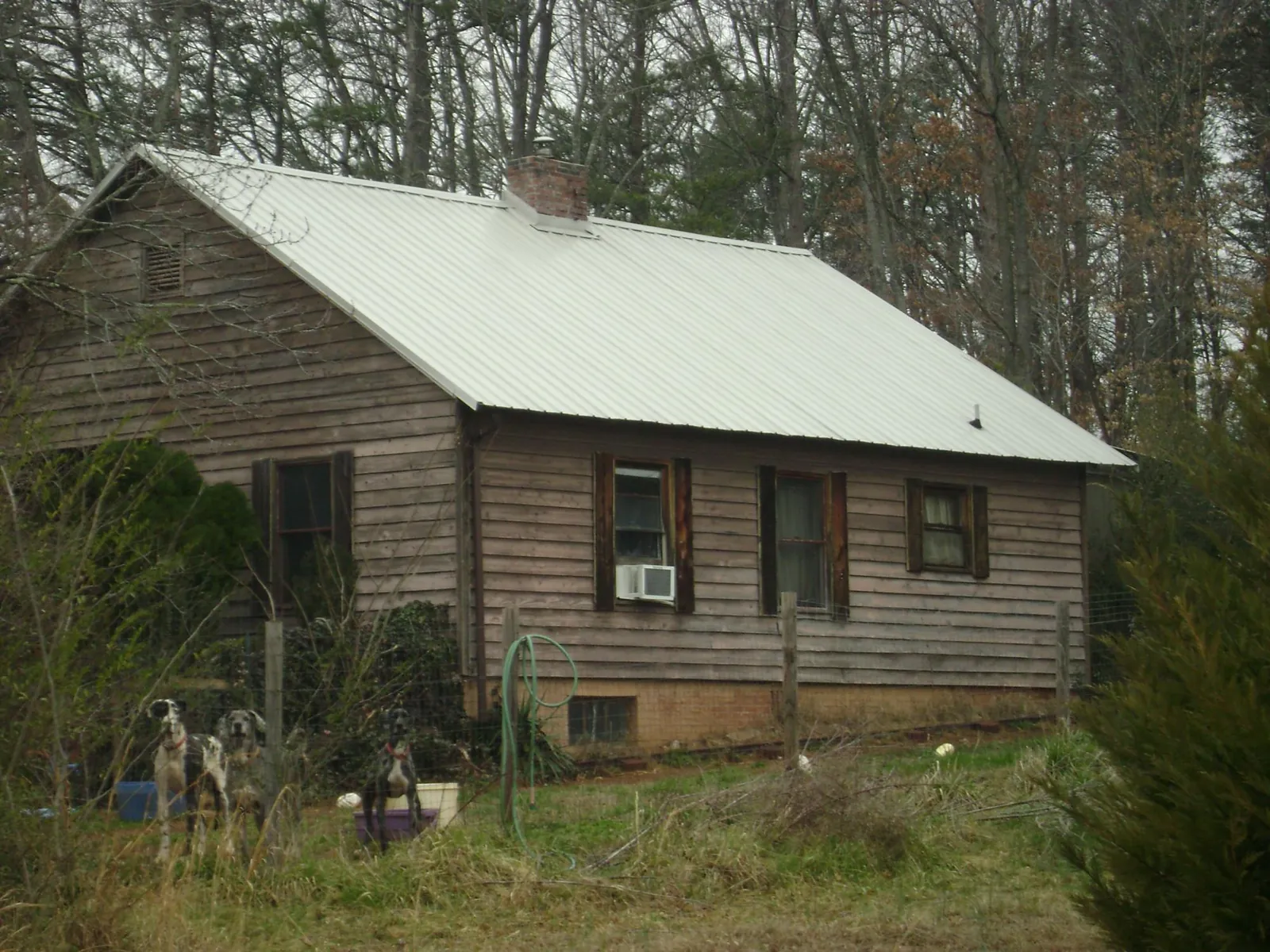 White metal roof on an old wood sided farmhouse, from a Metal Roof Installation job in Montevideo